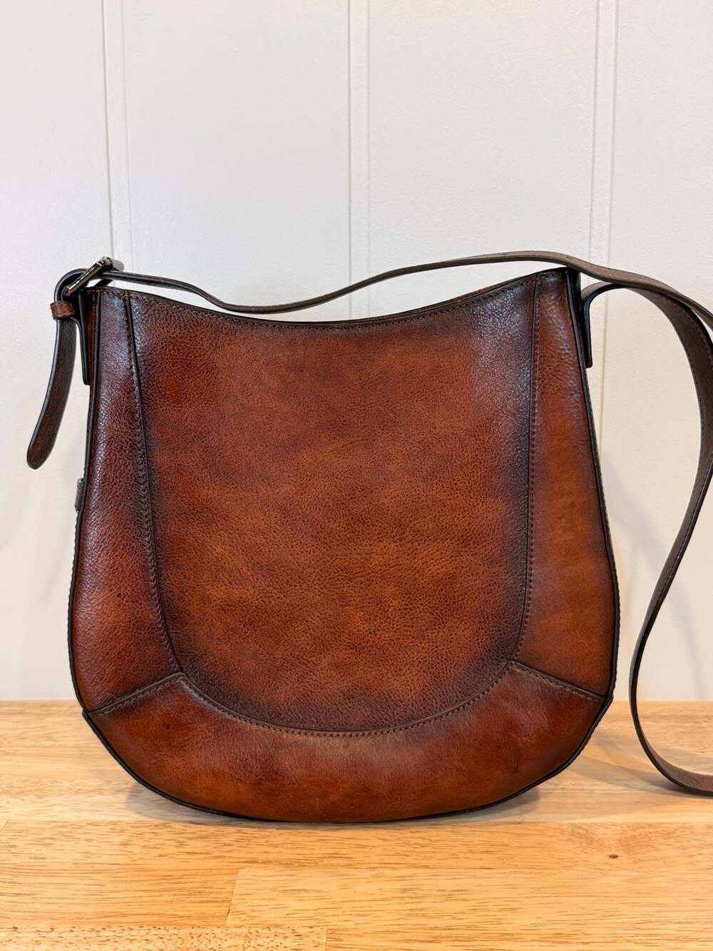 Iswee Genuine Leather Vintage Distressed Hobo Crossbody Bag